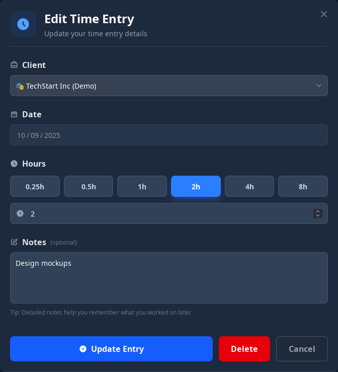 Click any day to manage time