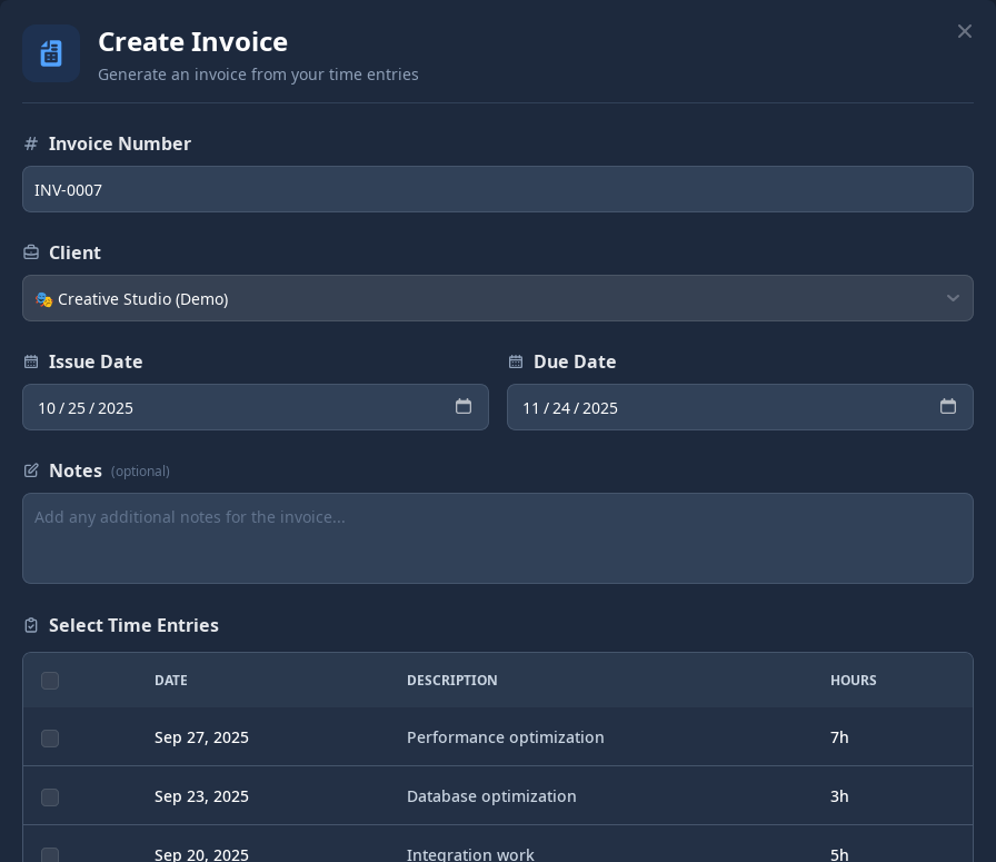 Create new invoice
